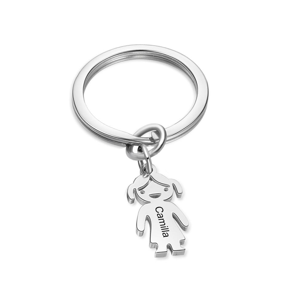 Personalised Kids Charm Keychain Engraved 1 Name Key Chain Gifts For Dad-Jessemade AU