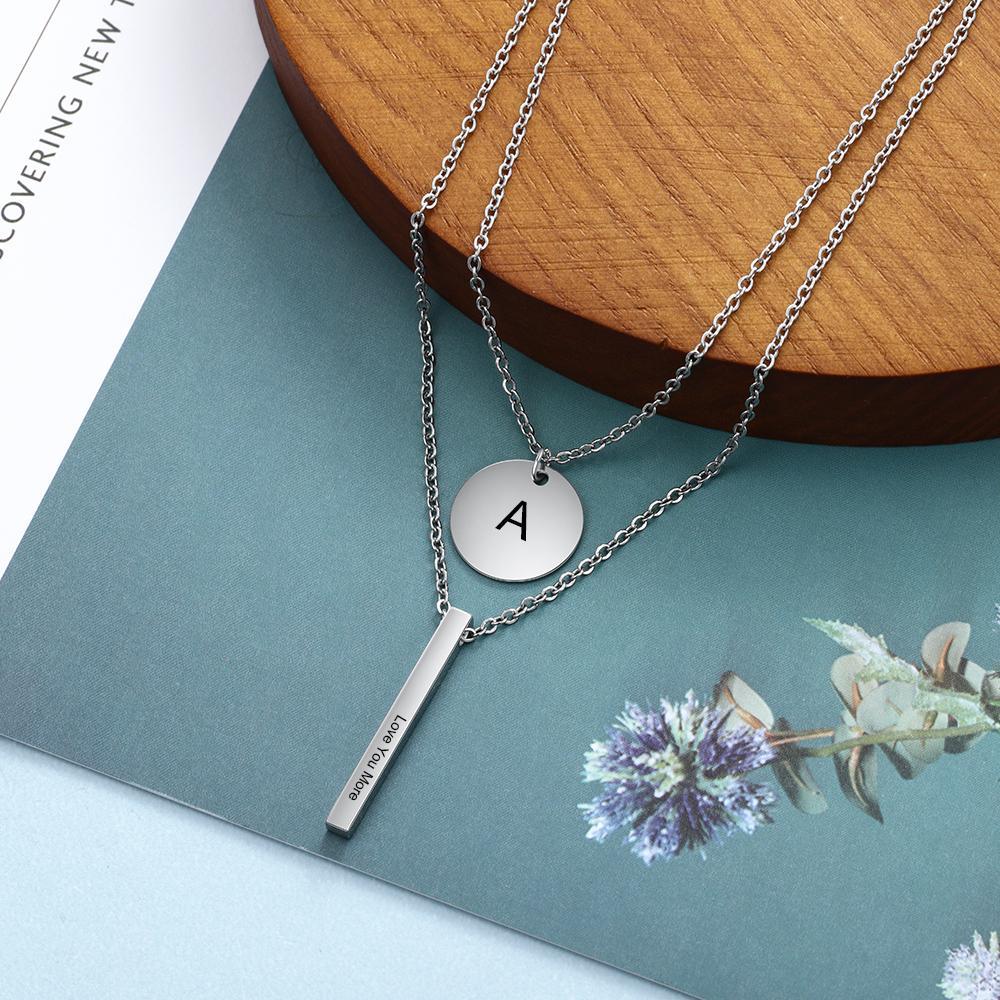 Personalised A-Z Letter Initial Vertical Bar Necklace-Jessemade AU