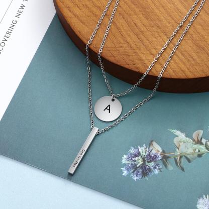 Personalised A-Z Letter Initial Vertical Bar Necklace-Jessemade AU