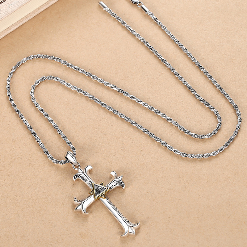 Men's Necklace Eye of God Cross Pendant Necklaces Valentine's Day Birthday Gifts for Him-Jessemade AU