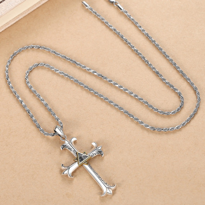 Men's Necklace Eye of God Cross Pendant Necklaces Valentine's Day Birthday Gifts for Him-Jessemade AU
