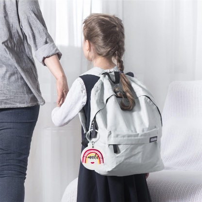 Customised 1 Name Rainbow Heart Keychain Unique Back-to-School Gift for Kids-Jessemade AU