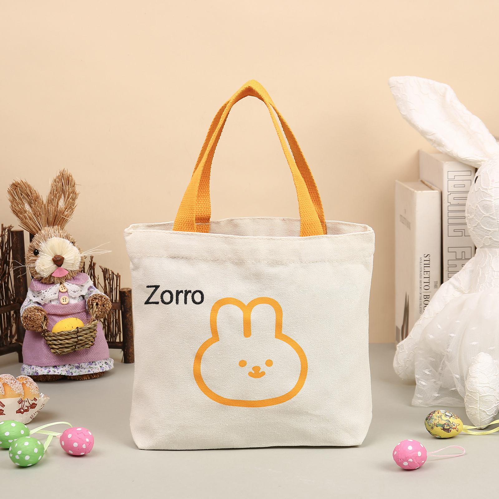Personalised Bunny Tote Bag Customised with Name Bunny Handbag Easter Gifts-Jessemade AU