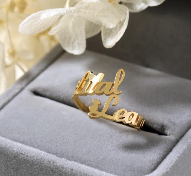 Personalised Name Ring Custom Rings with 2 Names Gifts for Mother Ring-Jessemade AU