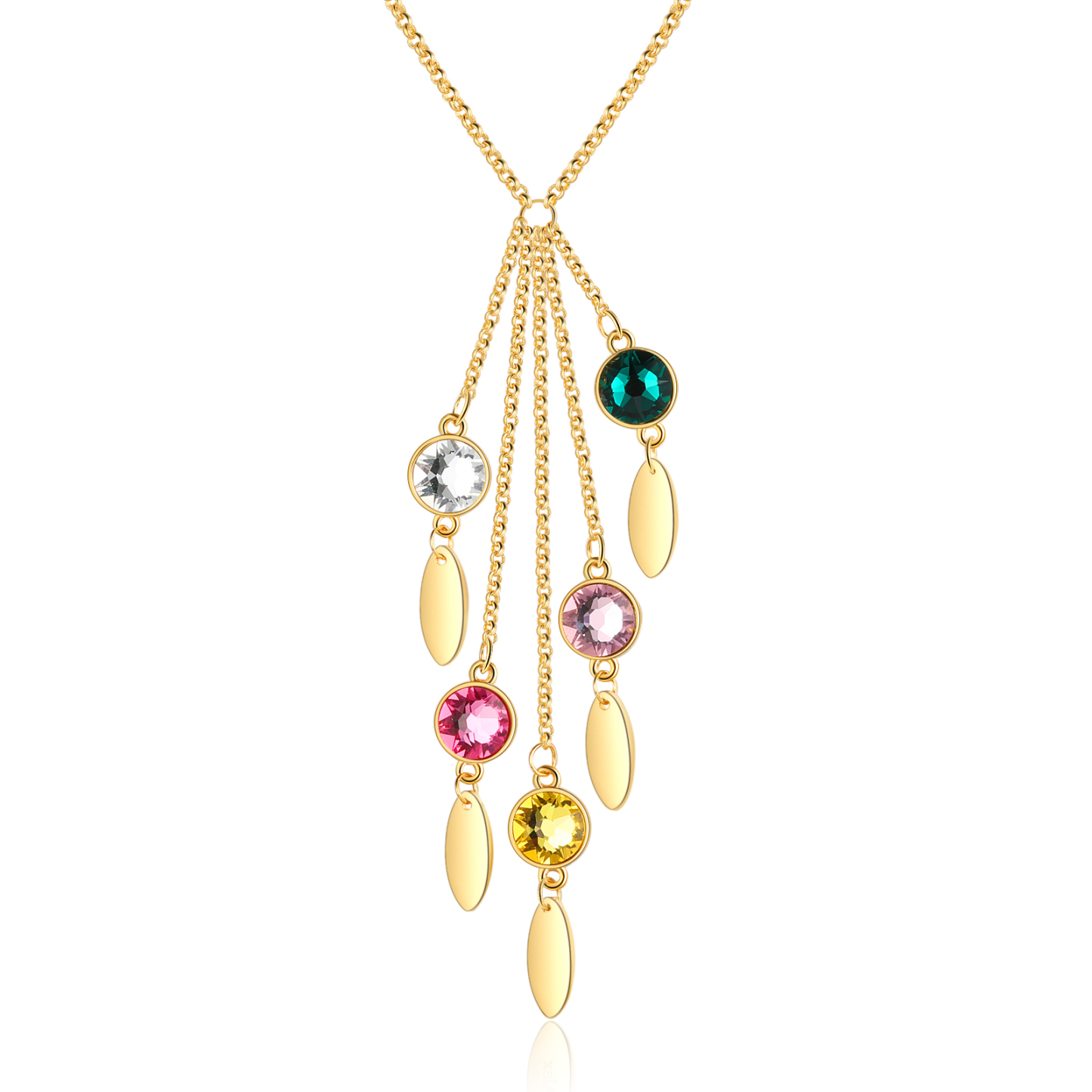 Personalised Bar Necklace With 5 Birthstones Engraved Names Necklace Best Gift For Mother-Jessemade AU