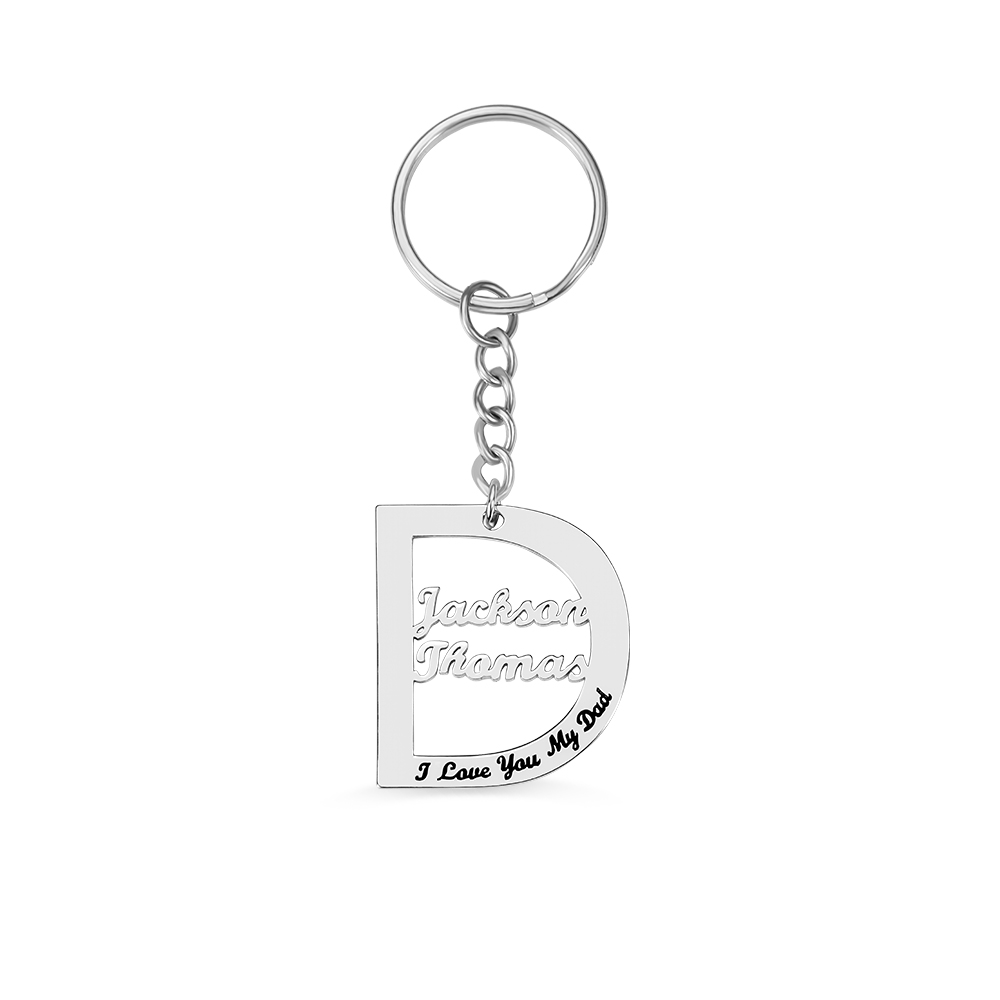 Personalised Keychain Engraved 3 Names Keychain Gifts For Father-Jessemade AU