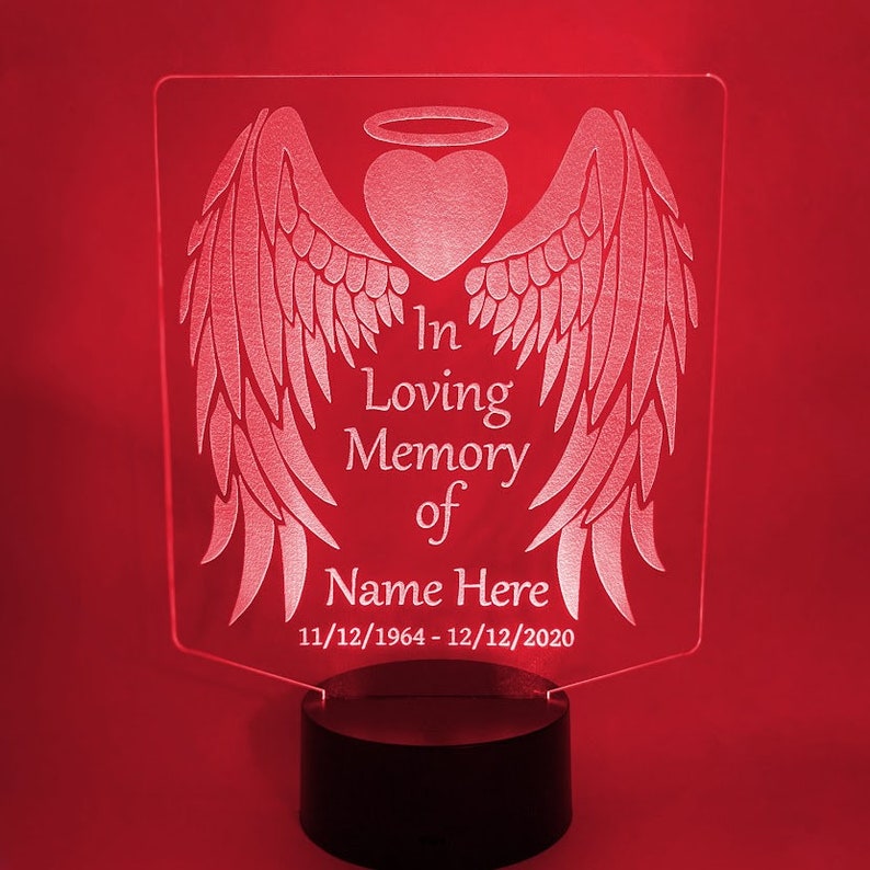 Personalised 7 Colours Changing Night Light Custom Name Wings Memorial LED Lamp Gifts For Lover-Jessemade AU