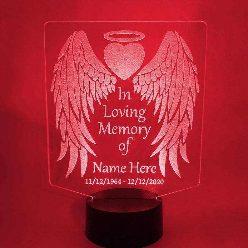 Personalised 7 Colours Changing Night Light Custom Name Wings Memorial LED Lamp Gifts For Lover-Jessemade AU