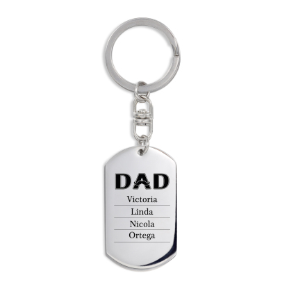 Personalised Photo Keychain Dad Keyring Engrave 4 Names Father's Day Gifts-Jessemade AU