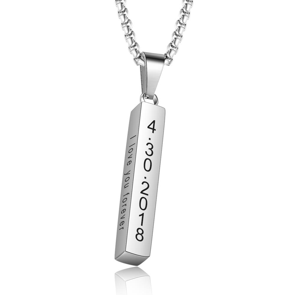 To My Dad Man Vertical Bar Necklace Personalised 4 Side 3D Bar Necklace Father's Day Gift-Jessemade AU