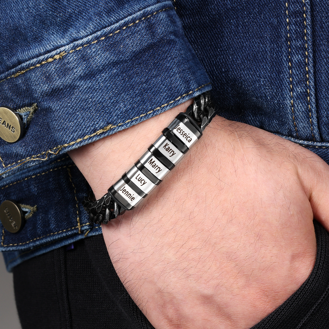 Personalised Cuban Chain Bracelet Customised Name Bracelet with 1 Beads-Jessemade AU