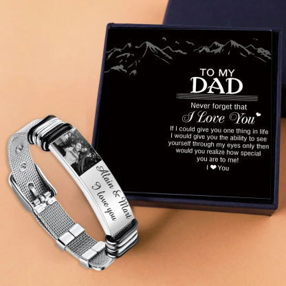 Personalised Men's Photo Bracelet Custom Photo ID Bar Watchband Bangle Gifts For Men-Jessemade AU