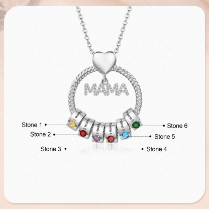 6 Names - Personalised Mama Circle Pendant Necklace Custom Names & Birthstones Necklace Mother's Day Gifts-Jessemade AU