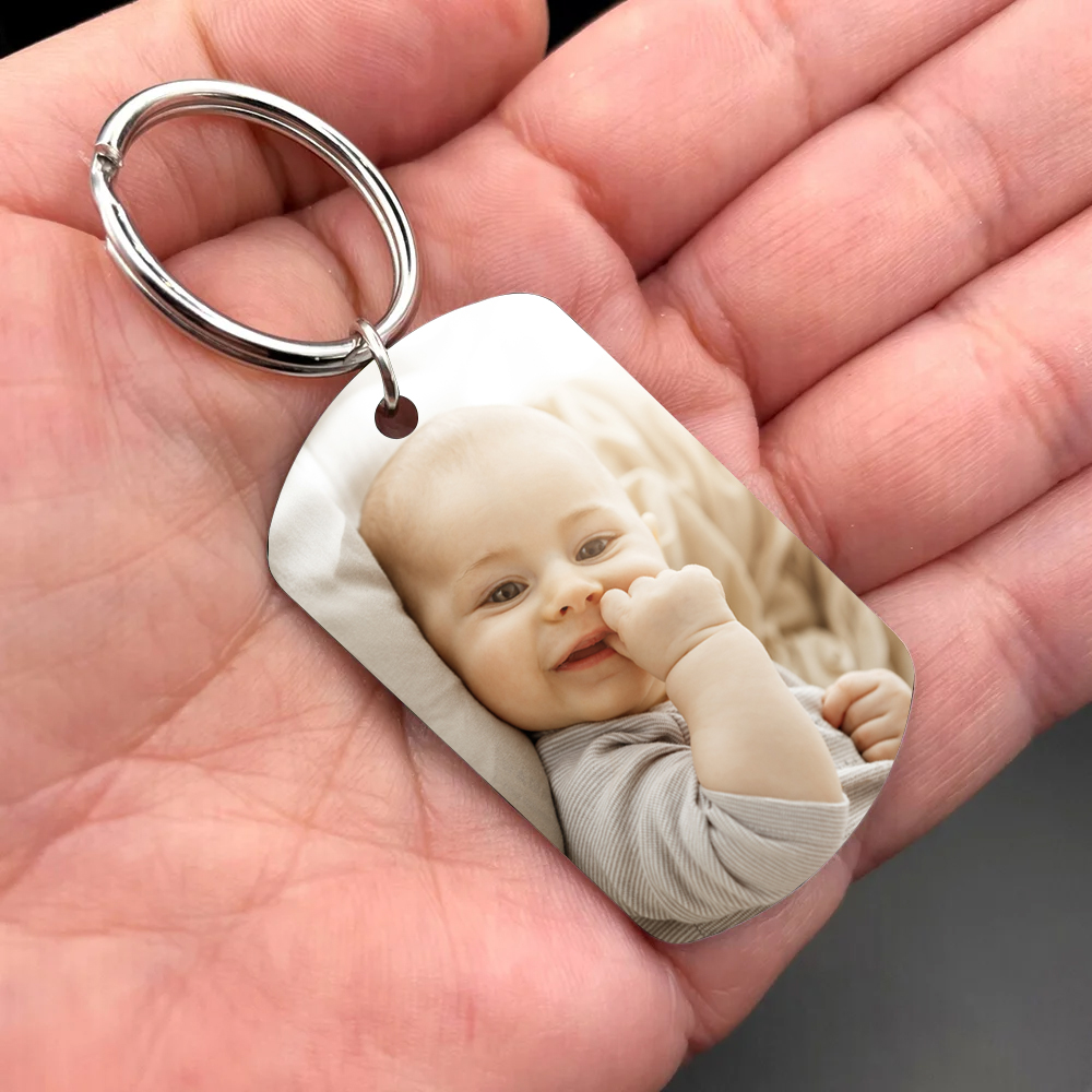 Personalised Photo Keychain Custom Name Father Keychain - My Dad is My Hero-Jessemade AU
