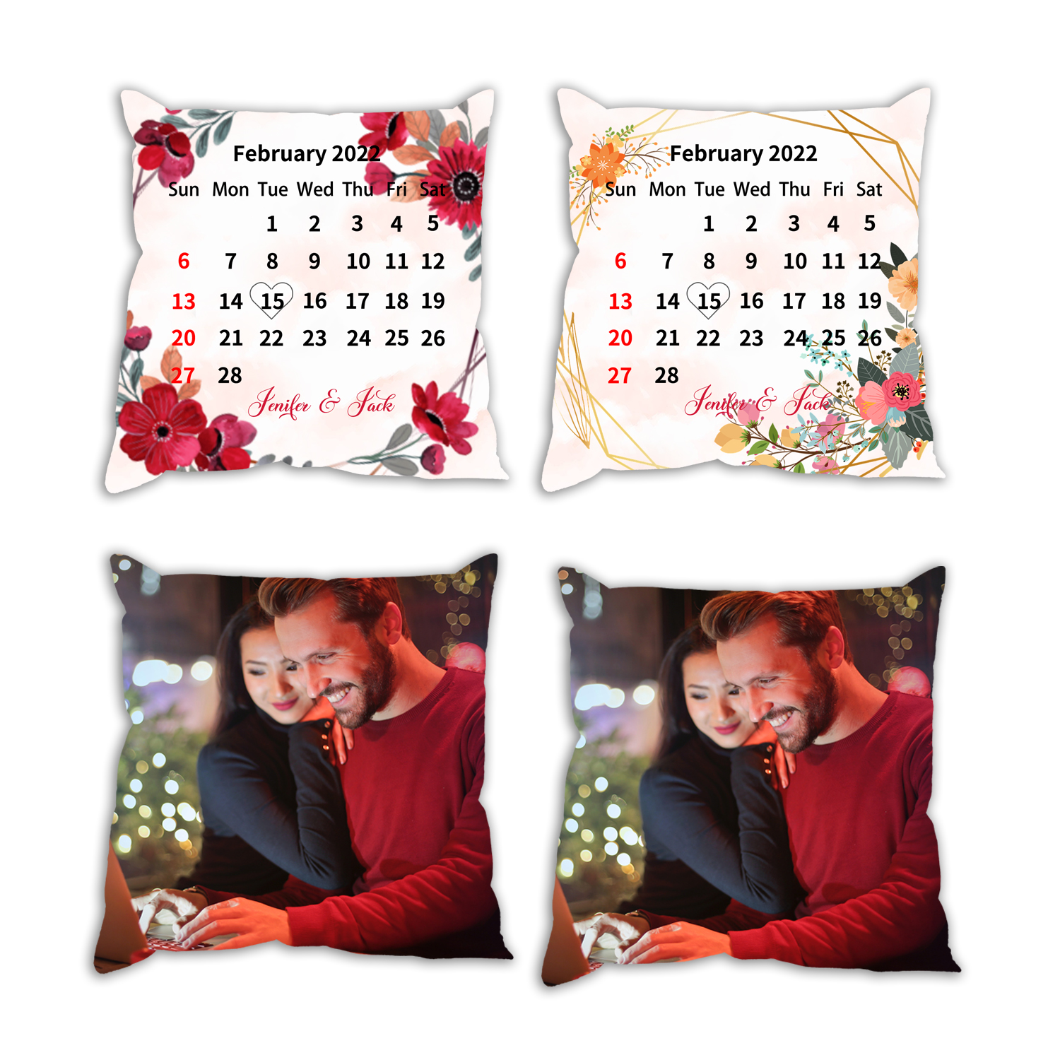 2 pcs Personalised Couple Pillow Case Engrave Photo Pillow Cover Sweet Gift For Her Him-Jessemade AU