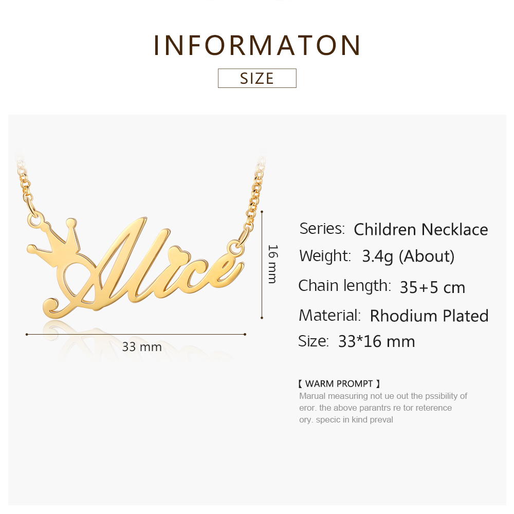 Personalised Crown Name Necklace Custom Name Classic Necklace for Kids-Jessemade AU