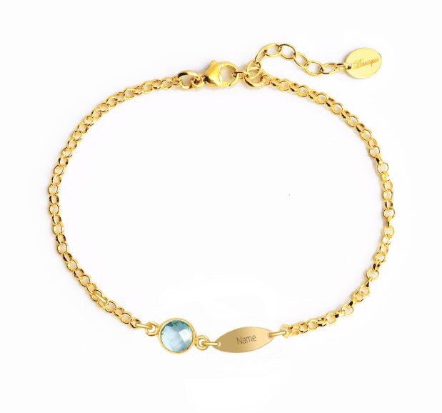 Personalised Bracelet With 1 Birthstone Engraved Names Bracelet Gift For Women