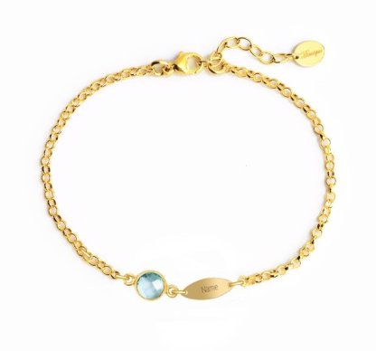 Personalised Bracelet With 1 Birthstone Engraved Names Bracelet Gift For Women-Jessemade AU