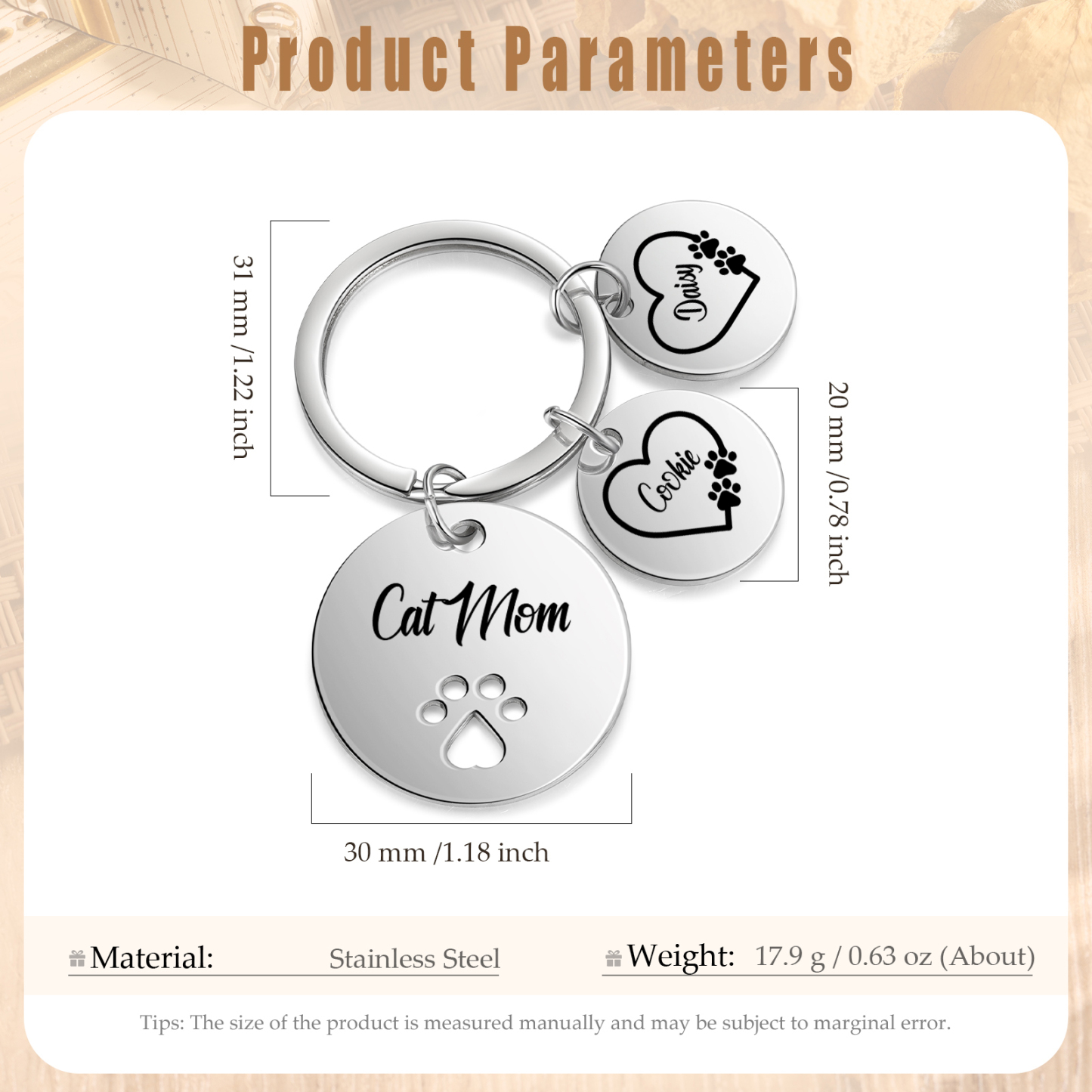 Personalised 2 Names & 1 Text Keychain Cat Paw Circle Charm Keychain Gift for Mother/Grandma-Jessemade AU