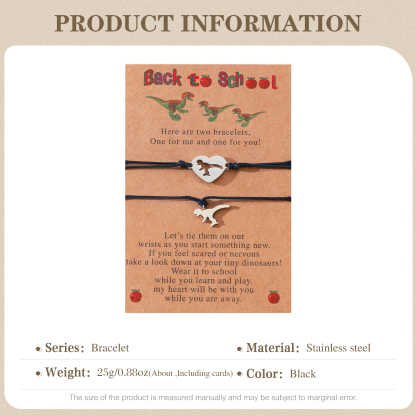 Back to School Matching Wish Dinosaur Bracelets Set for Women Teen Girls Boys-Jessemade AU