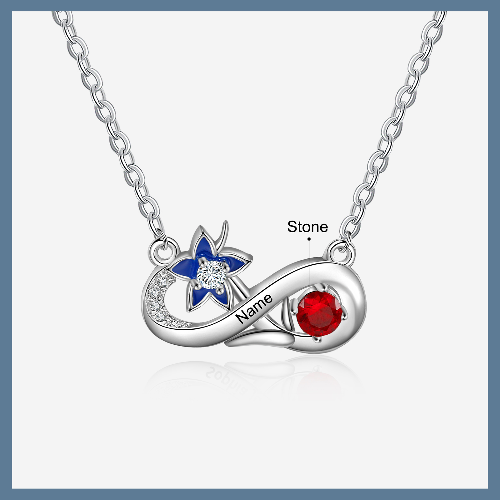 Personalised July Birthflower Necklace With Birthstone Gift For Women-Jessemade AU