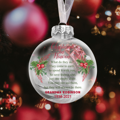 Memorial Ball Feather Ornaments Custom Text Christmas Hanging Ornament Commemorate Deceased Loved Ones - Christmas In Heaven-Jessemade AU