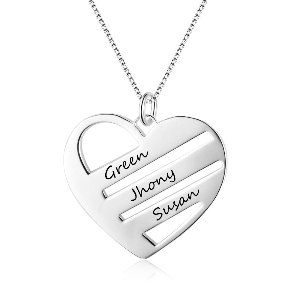 Persoalized Heart Neclace with 3 Names For Mom-Jessemade AU