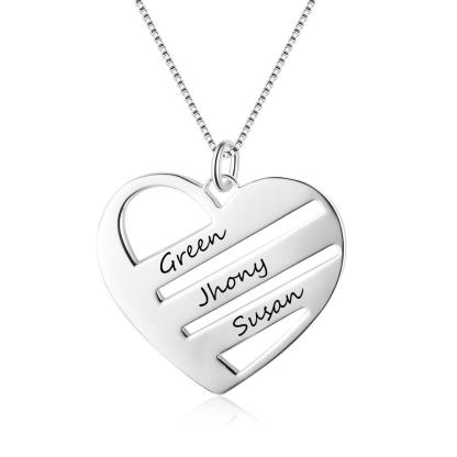 Persoalized Heart Neclace with 3 Names For Mom-Jessemade AU