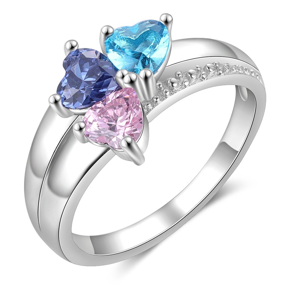 Personalised 3 Birthstones Mothers Ring With Names Gifts For Her-Jessemade AU