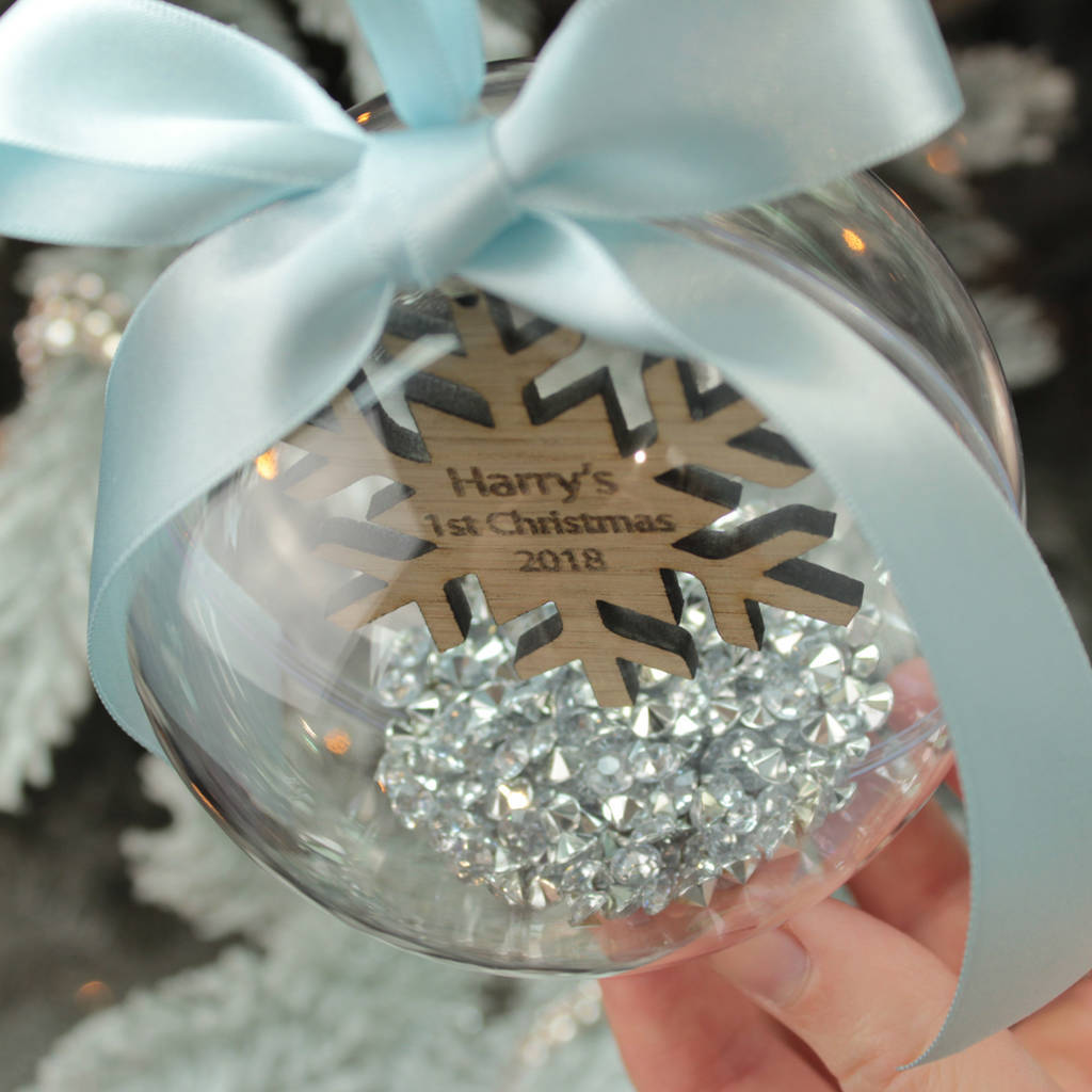 Personalised Snowflake Ball Ornament Custom 1st Christmas Bauble Gifts-Jessemade AU