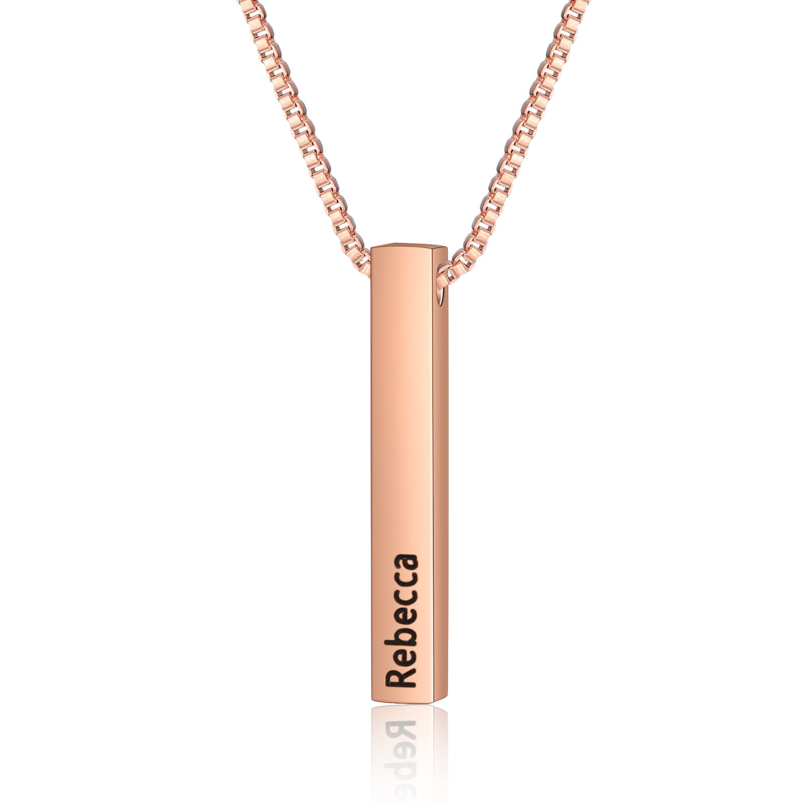 Vertical Bar Necklace Personalised 1 Name 3D Bar Necklace-Jessemade AU