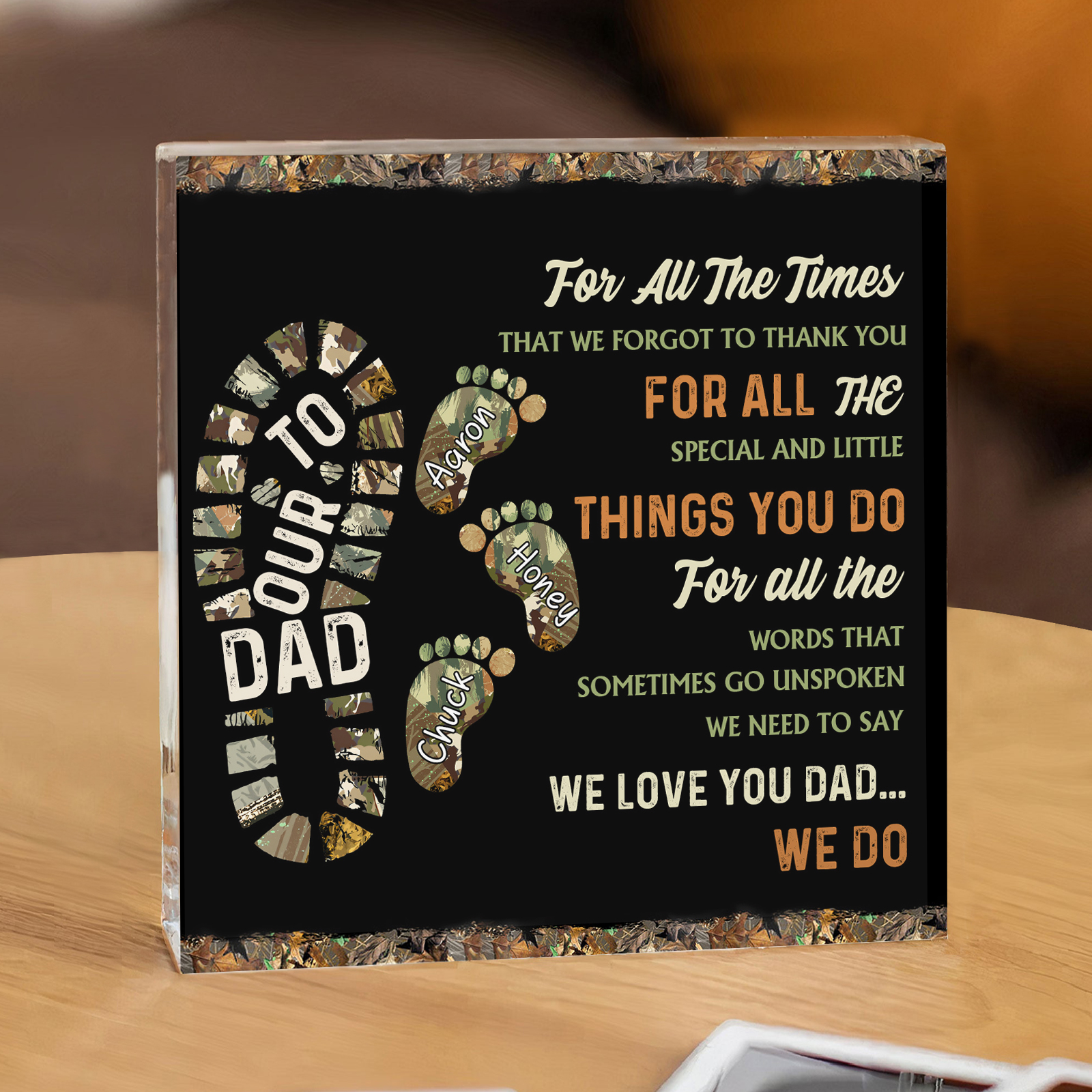 To My Dad Acrylic Square Keepsake Custom 3 Names Baby Feet Rectangle Plaque Father's Day Gift  - For All The Times That I Forgot To Thank You-Jessemade AU