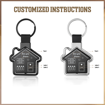 2 PCS Couple Keychain Set Custom 4 Letters & 2 Texts Keyring Family Keychain Valentine's Day Special Gift for Him/Her-Jessemade AU