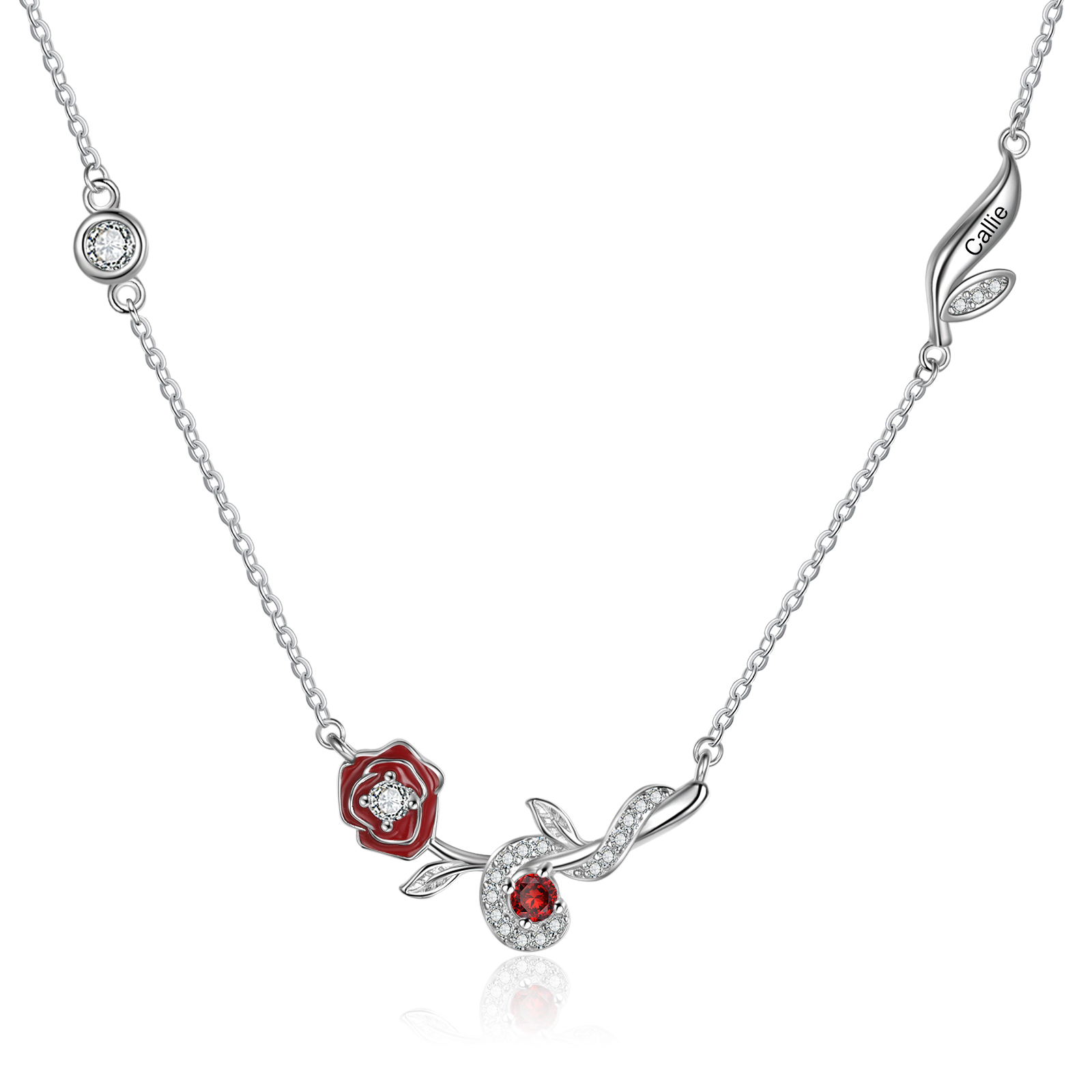 Personalised June Birthflower Necklace With Birthstone Best Gift For Her-Jessemade AU