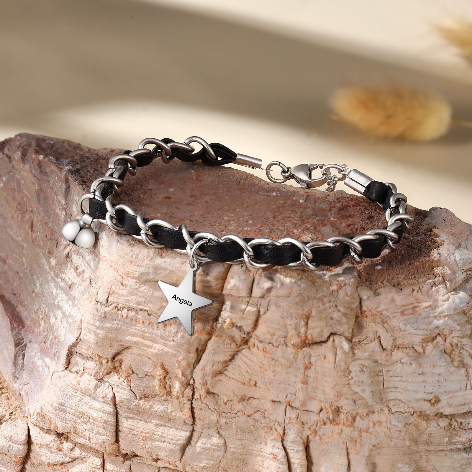 Personalised 2 Names Couple Bracelet Set Adjustable Bracelet Star Gift for Couples-Jessemade AU