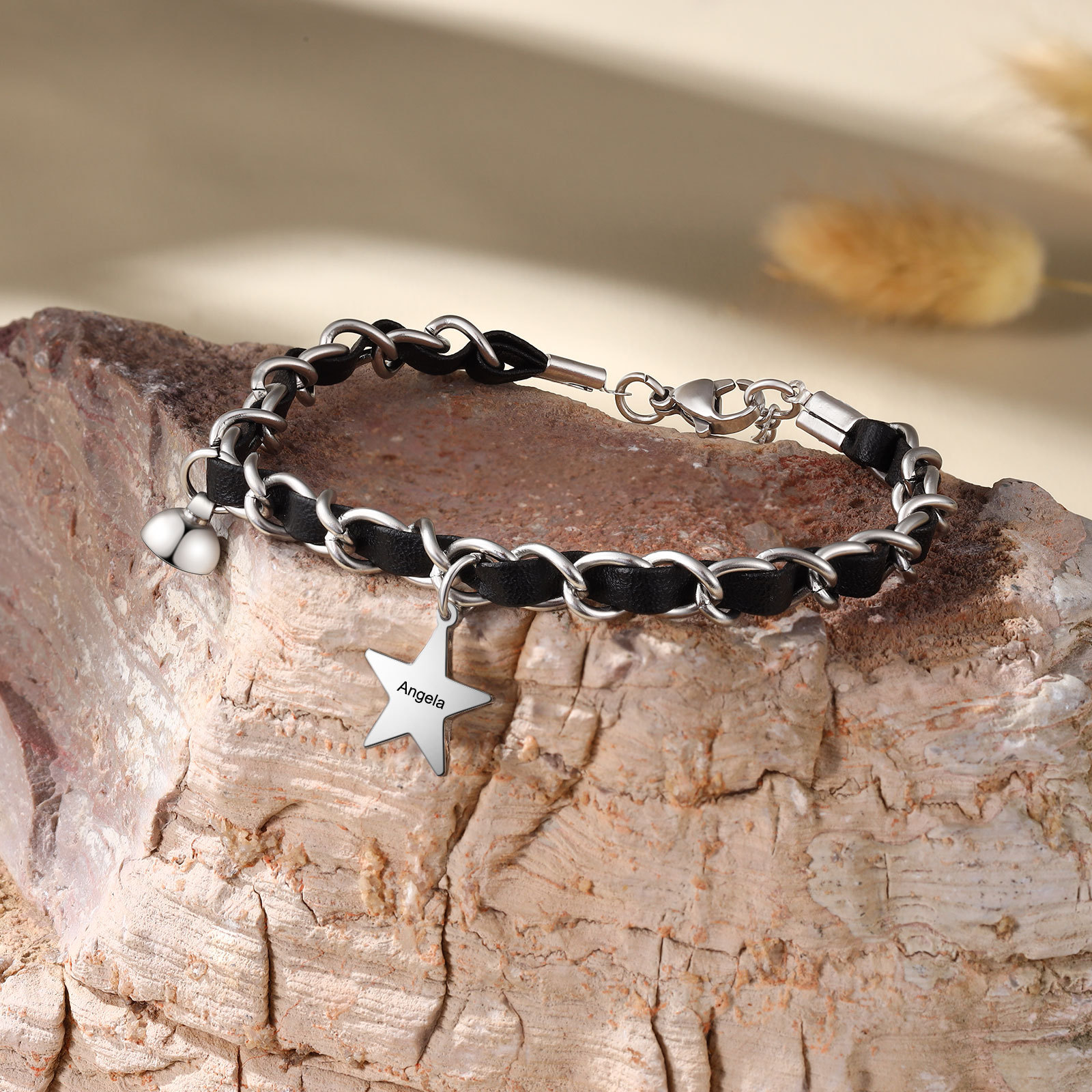 Personalised 2 Names Couple Bracelet Set Adjustable Bracelet Star Gift for Couples-Jessemade AU