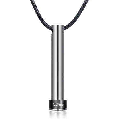 Personalised Vertical Cylinder Pendant Necklace with Beads Engraved 1 Name Men's Necklace for Him-Jessemade AU