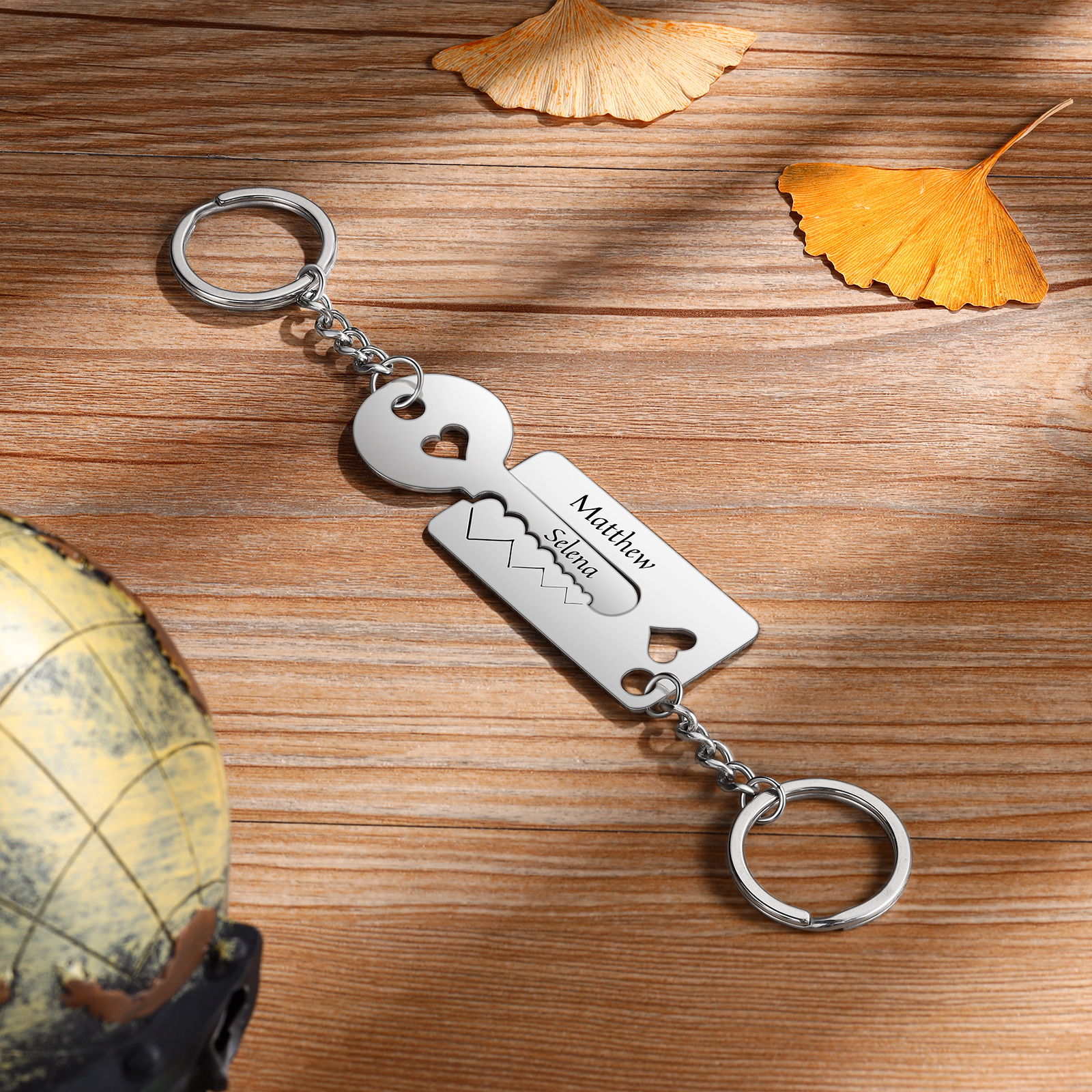 Personalised Couple Keychain Set Customised 2 Names Keyring Stainless Steel Keychains Gifts for Him/Her-Jessemade AU