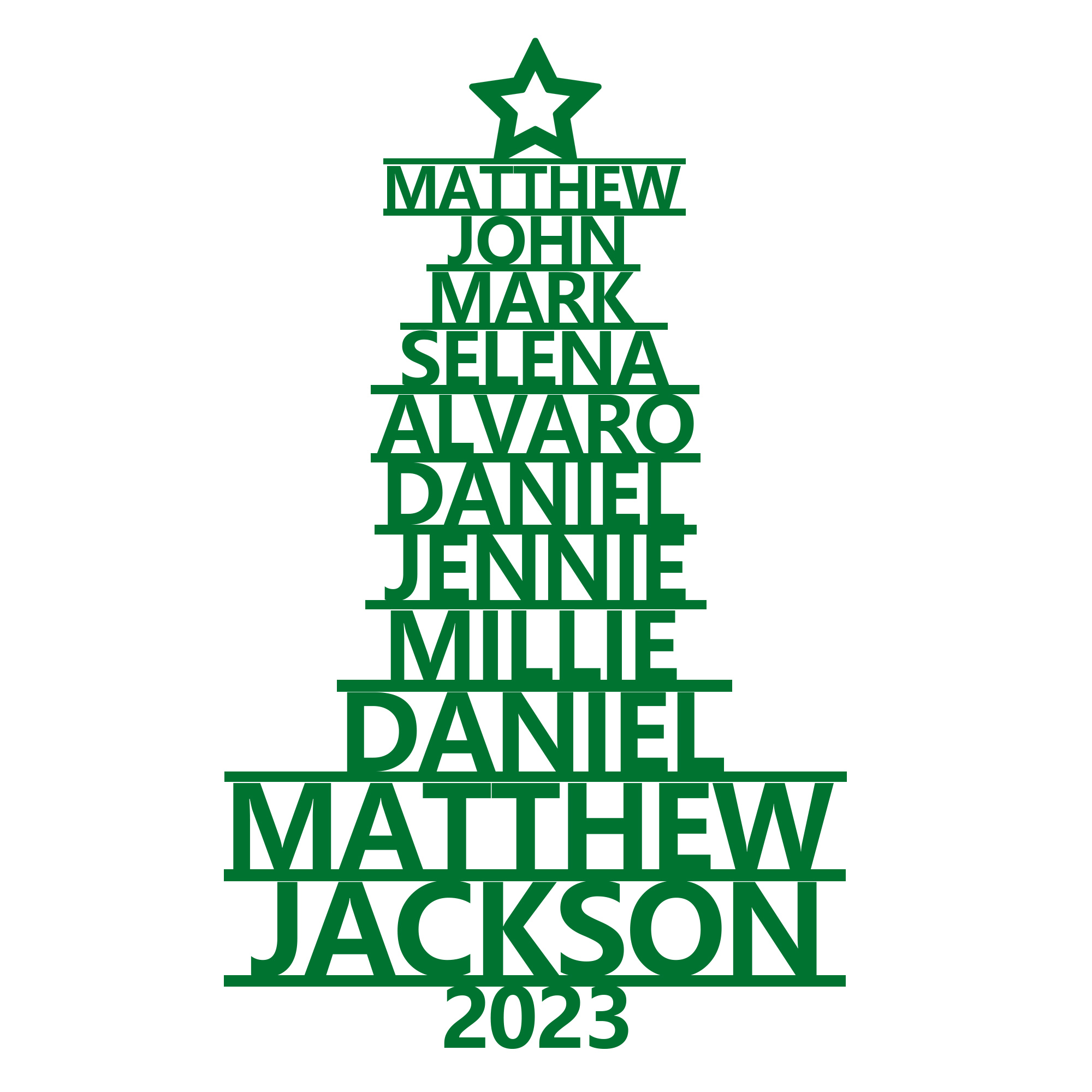 11 Names - Personalised Christmas Tree Ornaments Customised Name Xmas Wooden Decor Gifts for Family Friends-Jessemade AU