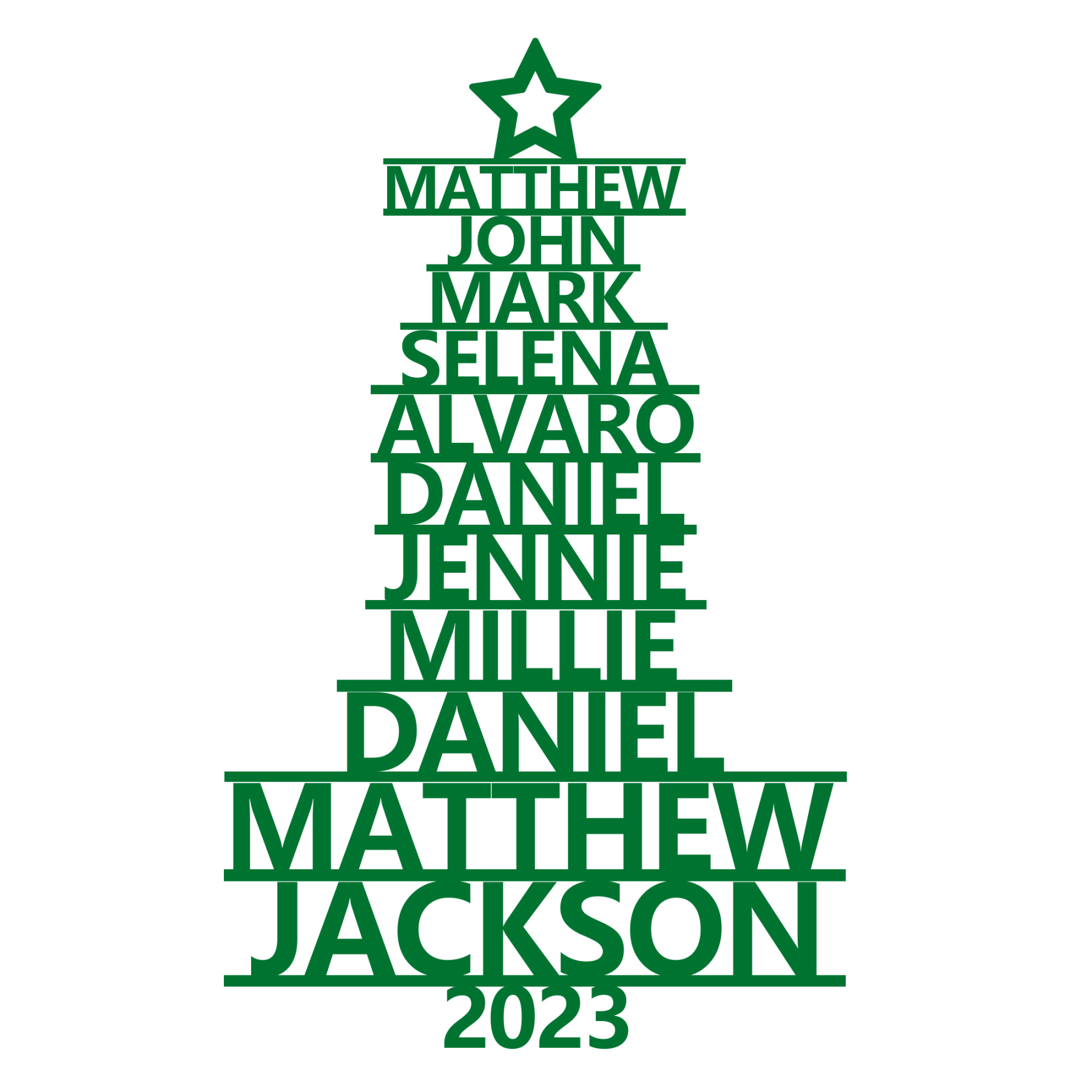 11 Names - Personalised Christmas Tree Ornaments Customised Name Xmas Wooden Decor Gifts for Family Friends-Jessemade AU