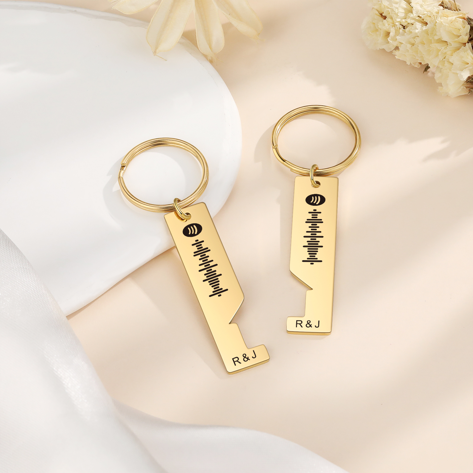 Personalised Spotify Code Keyring Custom 2 Letters Keychain Scannable Music Keychain Valentine's Day Gift for Couples-Jessemade AU