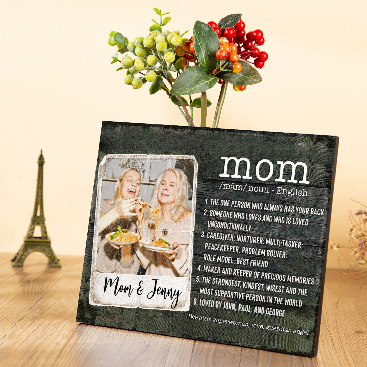 Mom Dictionary Custom Photo Picture Board Keepsake Wood Signs Photo Frame-Jessemade AU