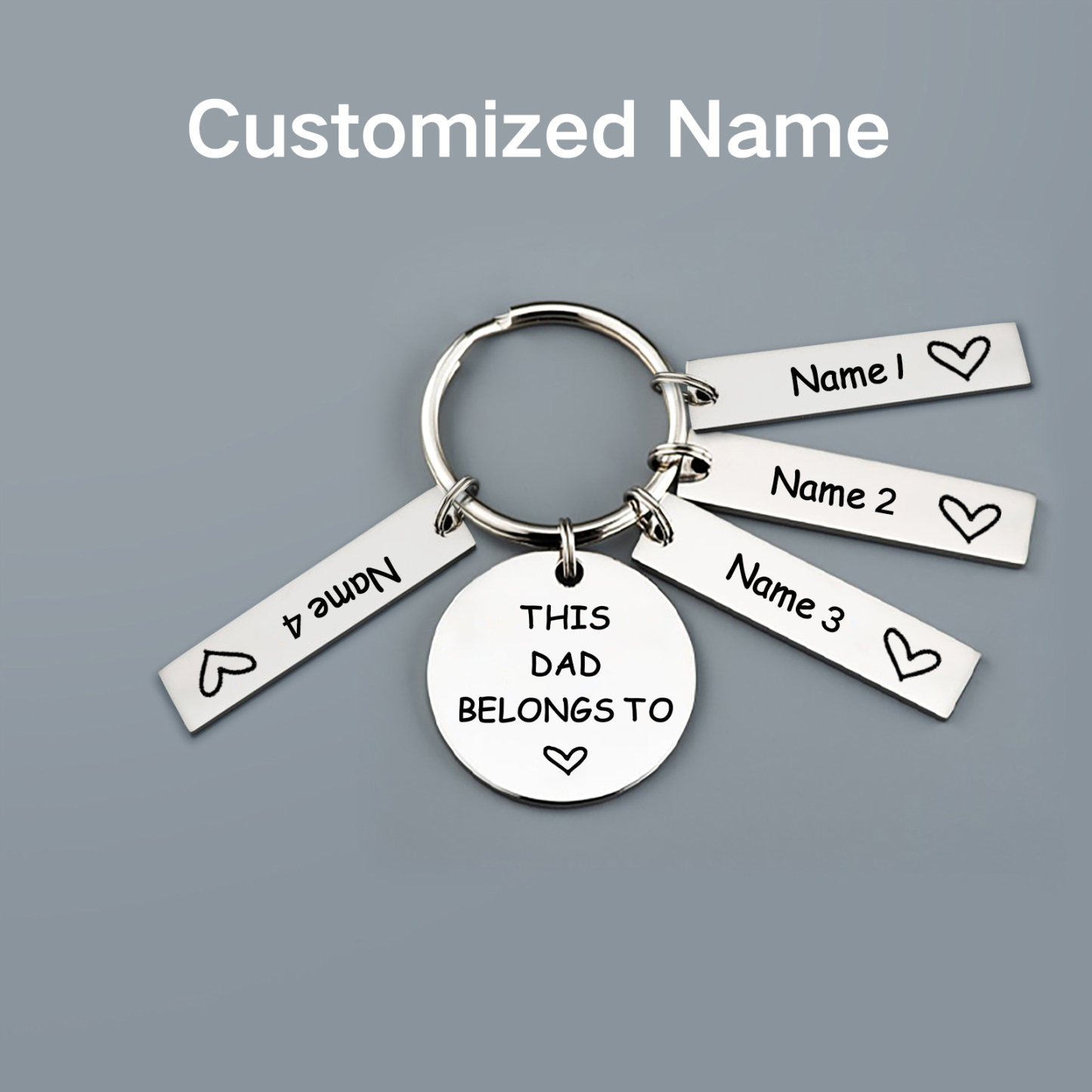 4 Names - Personalised Name Keychain Stainless Steel Keychain Special Gift for Mummy/Dad-Jessemade AU
