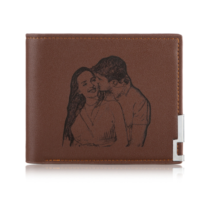 Personalised Leather Wallet Engraved Photo Folding Wallet Short Purse Love Gifts For Him-Jessemade AU