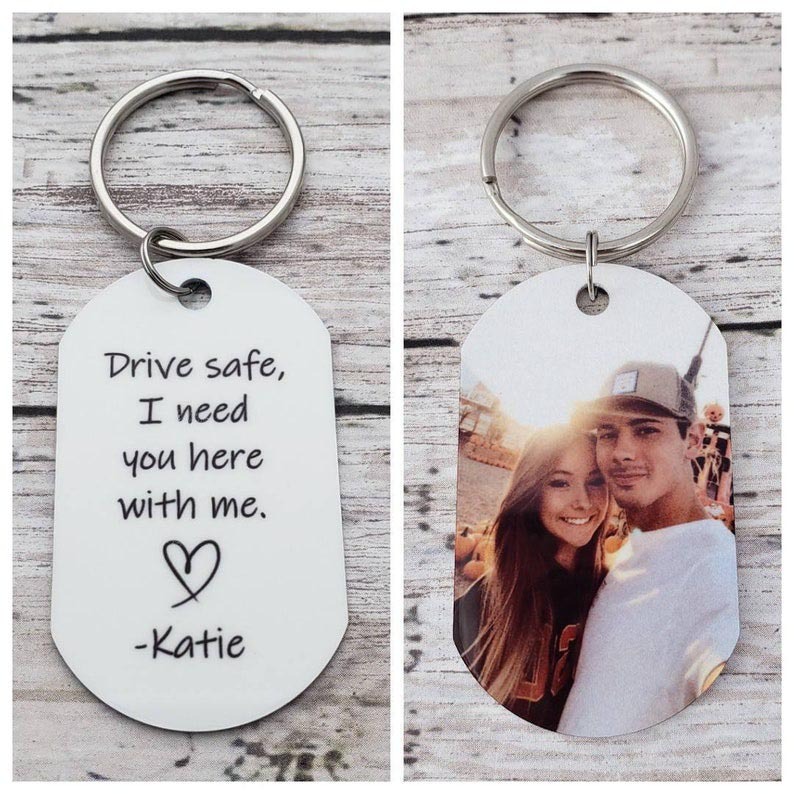 Custom Picture Keychain With Name Personalised Photo Keychain Drive Safe Keychain for Boyfriend-Jessemade AU