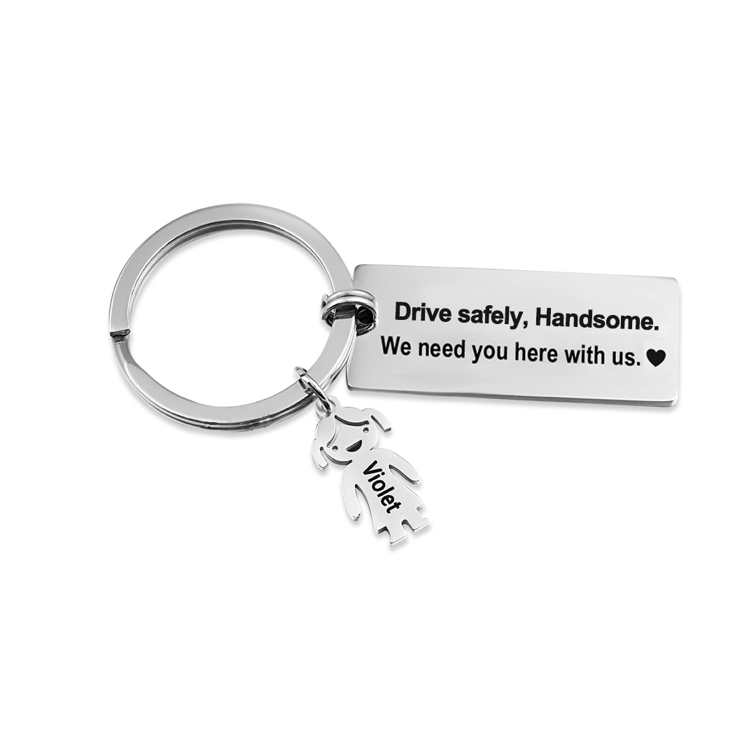 To My Dad Grandpa 1 Kid Charm Keychain "Drive Safely, Daddy"-Jessemade AU
