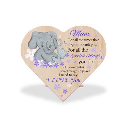 To My Mum Wooden Heart Keepsake Desktop Ornament "For all the times I forgot to thank you" Mothers Gifts-Jessemade AU