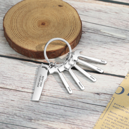 Father's Day Gifts Tool Keychain Personalised 5 Names Stainless Steel Keyring For Him-Jessemade AU