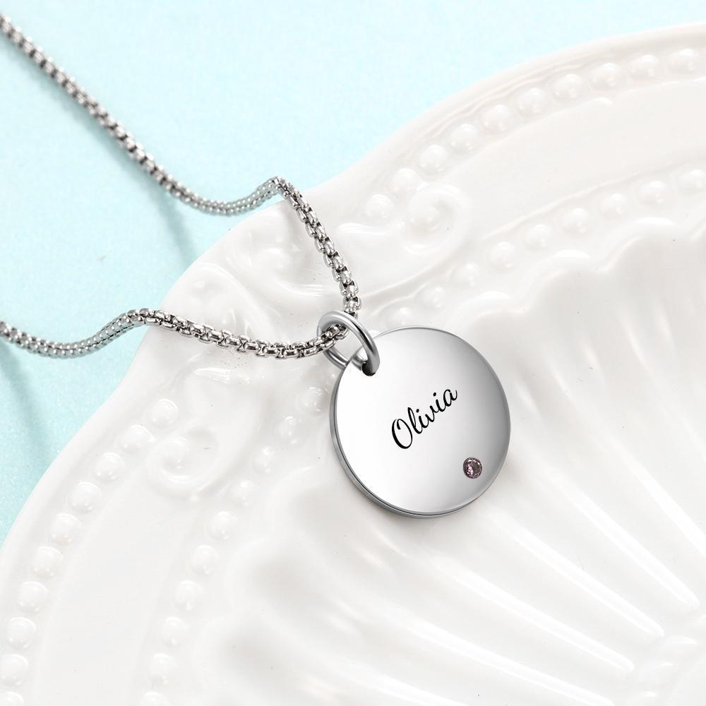 Personalised Round Pendant Necklace With a Birthstone-Jessemade AU
