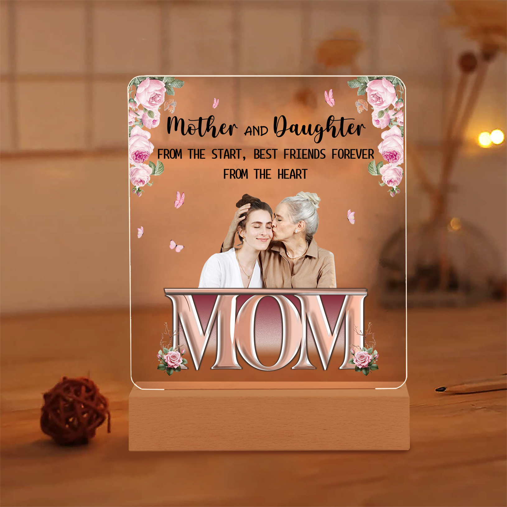 Personalised Photo Night Light Gifts for Mom/Mum - Mother And Daughter From The Start, Best Friends Forever From The Heart -Jessemade AU